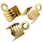 Pince lacet plat strié 4 mm doré à l'or fin x10