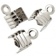 Pince lacet plat strié 4 mm Placage Argent fin x10