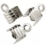 Pince lacet plat strié 4 mm Placage Argent fin x10