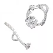 Fermoir T fleur 18 mm Placage Argent fin x1
