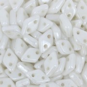 Perles en verre Czechmates Diamond 2 trous 4x6 mm Opaque White Ceramic Look x5g