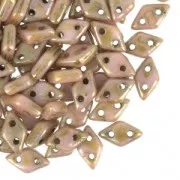 Perles en verre Czechmates Diamond 2 trous 4x6mm Opaque Luster Rose/Gold Topaz x5g