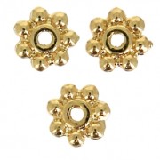 Perles rondelles fleurs 5 mm doré à l'or fin x20|raw }}