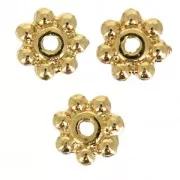 Perles rondelles fleurs 5 mm doré à l'or fin x20