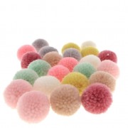 Assortiment de 24 pompons ronds en polyester 3 cm - Pastel