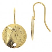 Crochets d'oreilles disques froissés 12 mm doré à l'or fin x2|raw }}