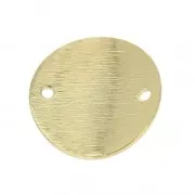 Intercalaire rond incurvé et strié 2 trous 15 mm light gold x1