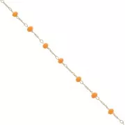 Chaîne perlée alternée de perles facettées en verre 2.95 mm Doré satiné/Orange x1m