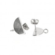 Clous d'oreilles demi-cercle avec anneau à décorer en laiton 15x9 mm rhodié x2