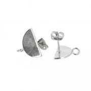 Clous d'oreilles demi-cercle avec anneau à décorer en laiton 15x9 mm rhodié x2