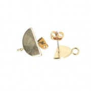 Clous d'oreilles demi-cercle avec anneau à décorer en laiton 15x9 mm light gold x2|raw }}