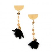 Clous d'oreilles demi-cercle avec anneau à décorer en laiton 15x9 mm light gold x2