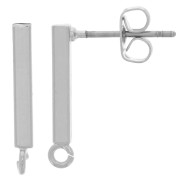 Clous d'oreilles barrette avec anneau 19x2 mm - Rhodié x2|raw }}