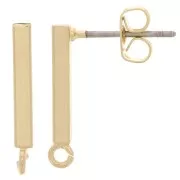Clous d'oreilles barrette avec anneau 19x2 mm light gold x2