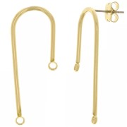 Clous d'oreilles avec 2 anneaux à décorer en laiton 36x15 mm light gold x2