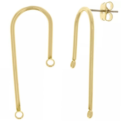 Clous d'oreilles avec 2 anneaux à décorer en laiton 36x15 mm light gold x2