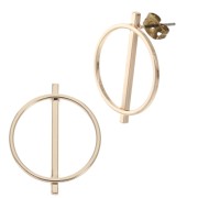 Boucles d'oreilles design rond et barrette à décorer en laiton 25 mm doré rose x2|raw }}