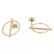 Boucles d'oreilles design rond et barrette à décorer en laiton 25 mm light gold x2