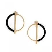 Boucles d'oreilles design rond et barrette à décorer en laiton 25 mm light gold x2