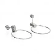 Boucles d'oreilles design rond à décorer en laiton 30 mm rhodié x2
