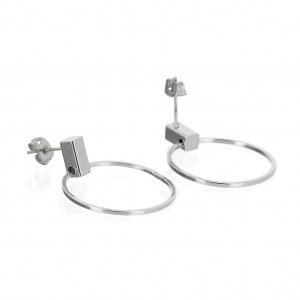 Boucles d'oreilles design rond à décorer en laiton 30 mm rhodié x2