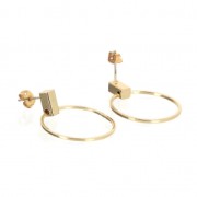 Boucles d'oreilles design rond à décorer en laiton 30 mm light gold x2|raw }}