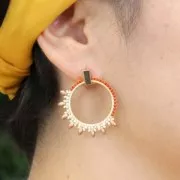 Boucles d'oreilles design rond à décorer en laiton 30 mm light gold x2