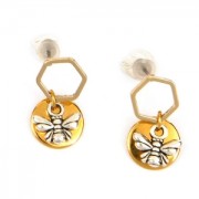 Boucles d'oreilles design hexagone à décorer en laiton 11 mm light gold x2
