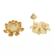 Clous d'oreilles fleur avec anneau à décorer en laiton 19 mm doré mat x2