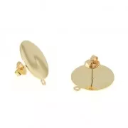 Clous d'oreilles disque 18mm pour création de bijoux fantaisie doré à l'or fin x2