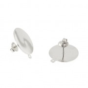 Clous d'oreilles disque 18 mm pour la création de bijoux fantaisie Placage argent fin x2