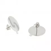 Clous d'oreilles disque 18 mm pour la création de bijoux fantaisie Placage argent fin x2