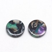 Sequin rond en acétate de cellulose 11.5 mm Ecaille de tortue Vert/Noir x1