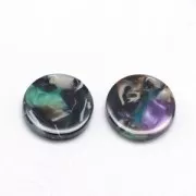 Sequin rond en acétate de cellulose 11.5 mm Ecaille de tortue Vert/Noir x1