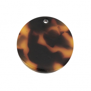 Sequin rond en acétate de cellulose 20 mm Ecaille de tortue Marron/Noir x1