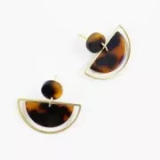 Sequin rond en acétate de cellulose 21.5 mm Ecaille de tortue Transparent/Noir x1