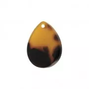 Pendentif goutte en acétate de cellulose 18x14 mm Ecaille de tortue Marron/Noir x1