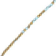 Perles rondelles facettées - rondes aplaties - 3.5x3 mm Light Blue/Golden x36 cm|raw }}