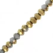 Perles rondelles facettées - rondes aplaties -3x2 mm Dark Gray / Golden x43cm