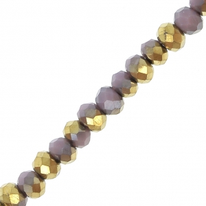 Perles rondelles facettées - rondes aplaties -3x2 mm Dark Slate Blue / Golden x43cm