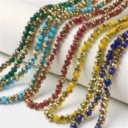 Perles rondelles facettées - rondes aplaties -3x2 mm Dark Slate Blue / Golden x43cm