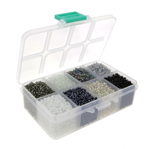 Assortiment de rocailles 12/0 - 2 mm - 5 effets - Multi Gris x1