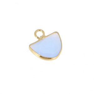 Mini pendentif demi-lune avec pierre imitation gemme 14 mm Blue agate/doré x1
