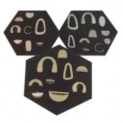 Intercalaire/Chandelier martelé 4 trous à décorer en laiton 33 mm rhodié x1