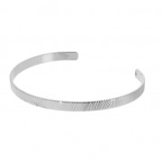 Bracelet Eco en laiton surface striée 4.5x160 mm rhodié x1|raw }}