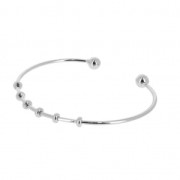 Bracelet jonc ouvert Eco en laiton avec boule 4x170 mm rhodié x1|raw }}