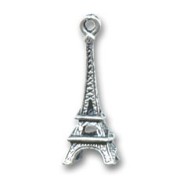 Breloque Tour 24 mm argenté vieilli x1