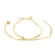 Créoles martelées aplaties forme irrégulière à décorer 58 mm Doré à l'or fin x2|raw }}