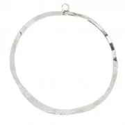 Pendentif cercle irrégulier 45x49 mm Placage argent fin x1