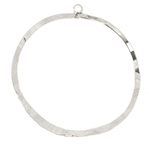 Pendentif cercle irrégulier 45x49 mm Placage argent fin x1